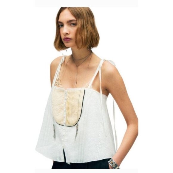 ZARA TOP WITH CHEST DETAIL - LIMITED EDITION CREAM SIZE S - Picture 1 of 9